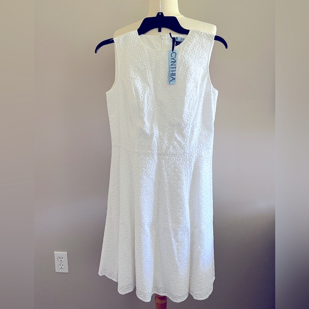 Cynthia Rowley White Eyelet Sleeveless Fit-and-Flare Midi Dress